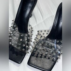 Charlotte Russe Black and Clear Studded Sandals